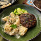 fox-creamy potatoe and roe deer patty
